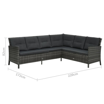 Set Divani da Giardino 3 pz con Cuscini in Polyrattan Grigio | homemem39