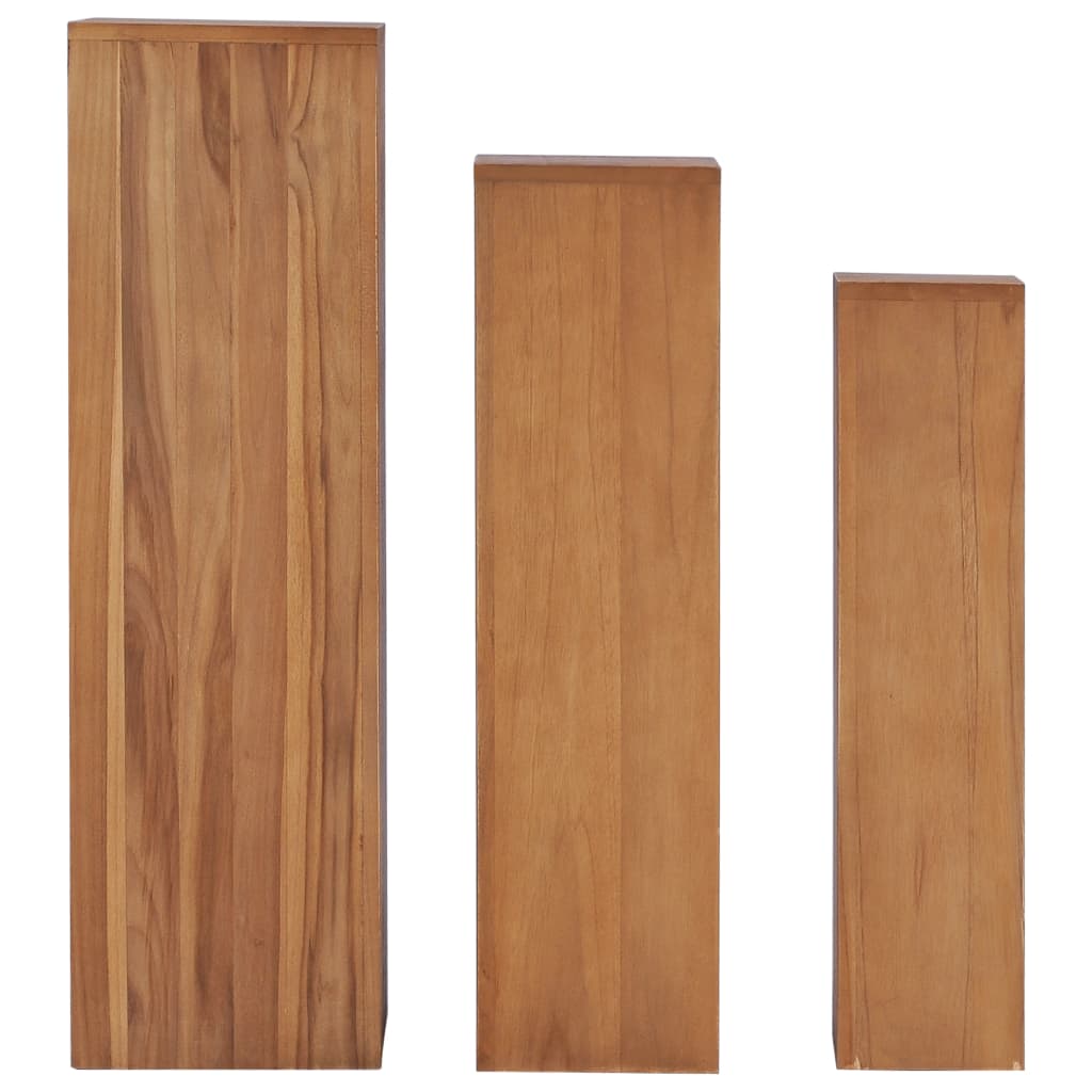 Set di Piedistalli per Piante 3 pz in Legno Massello di Teak | homemem39