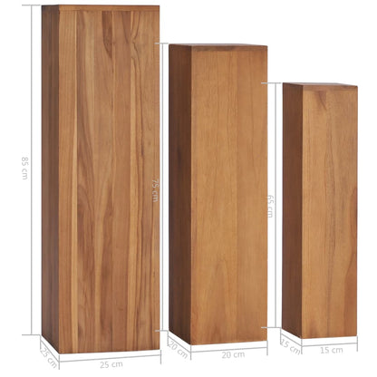 Set di Piedistalli per Piante 3 pz in Legno Massello di Teak | homemem39