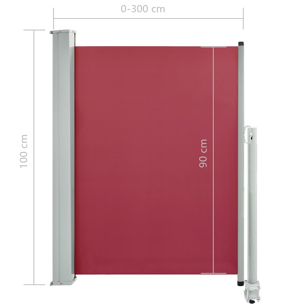 Tenda Laterale Retrattile per Patio 100x300 cm Rossa - homemem39