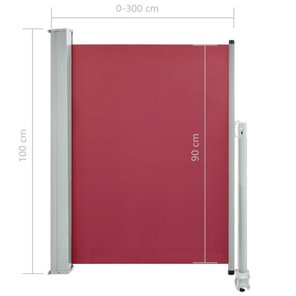 Tenda Laterale Retrattile per Patio 100x300 cm Rossa - homemem39