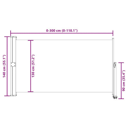Retractable Side Awning for Patio 140x300cm Brown