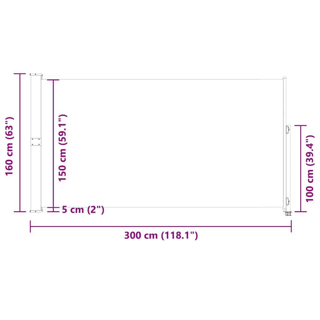 Tenda Laterale Retrattile per Patio 160x300 cm Rossa - homemem39