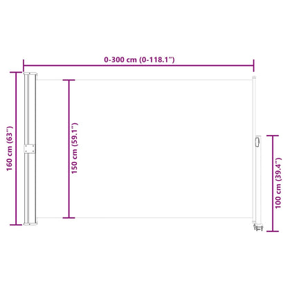 Retractable Side Awning for Patio 160x300 cm Red