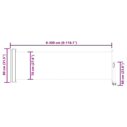 Retractable Side Awning for Patio 80x300 cm Cream