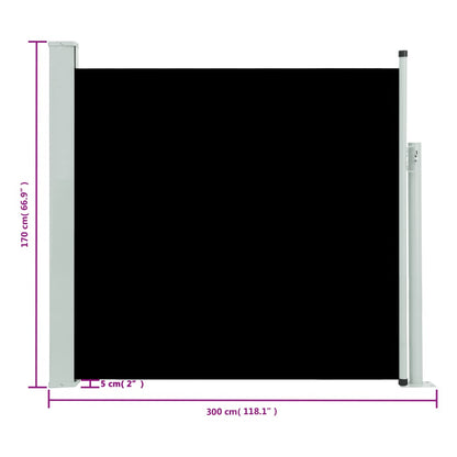 Tenda Laterale Retrattile per Patio 170x300 cm Nera - homemem39