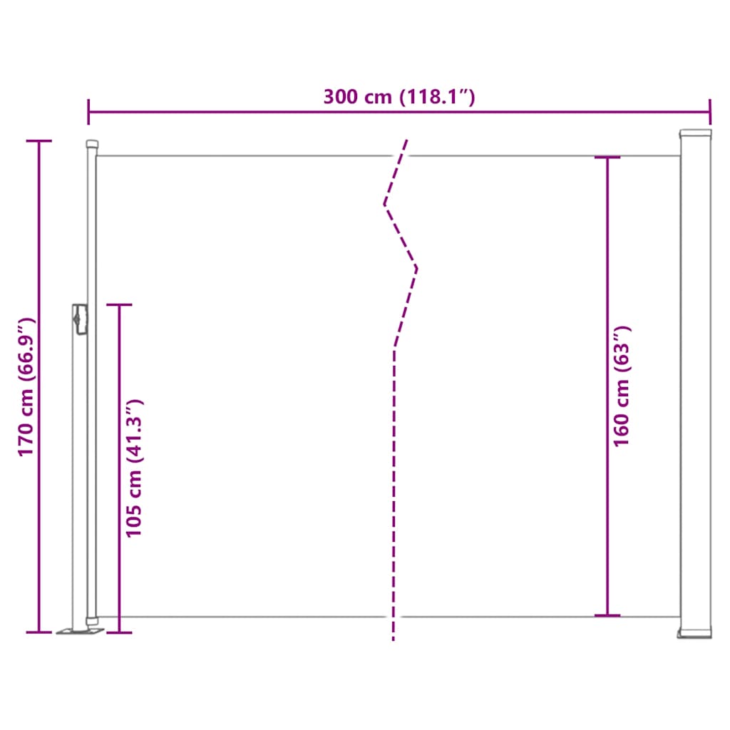 Tenda Laterale Retrattile per Patio 170x300 cm Nera - homemem39