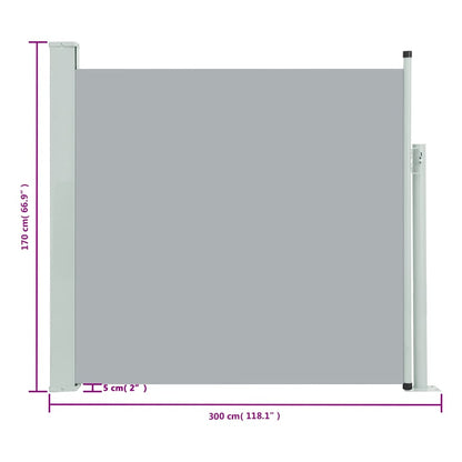 Tenda Laterale Retrattile per Patio 170x300 cm Grigio - homemem39