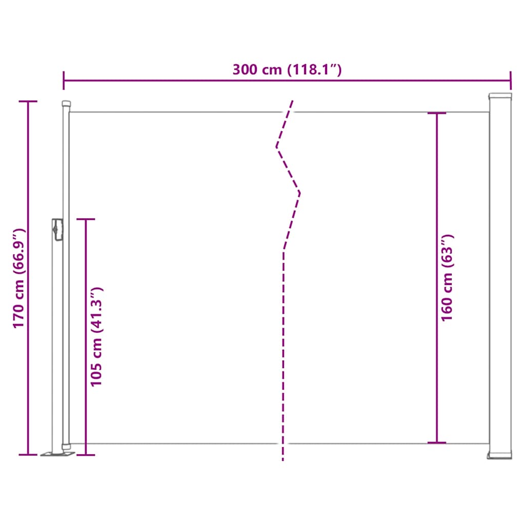 Tenda Laterale Retrattile per Patio 170x300 cm Grigio - homemem39