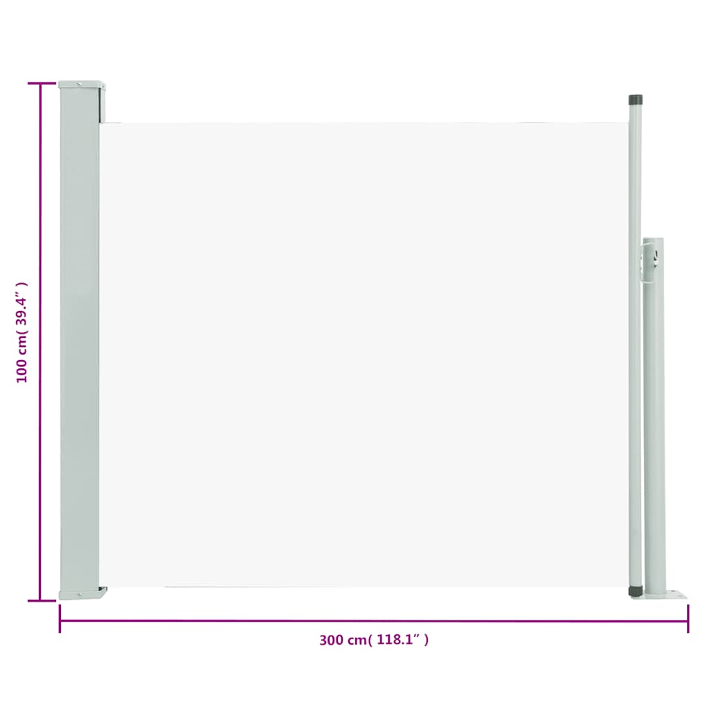 Tenda Laterale Retrattile per Patio 100x300 cm Crema - homemem39