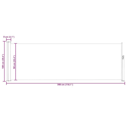 Retractable Side Awning for Patio 100x300 cm Cream