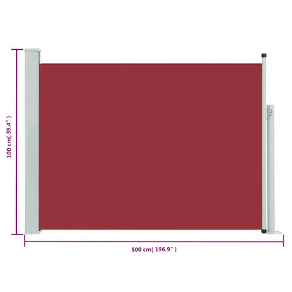 Tenda Laterale Retrattile per Patio 100x500 cm Rosso - homemem39