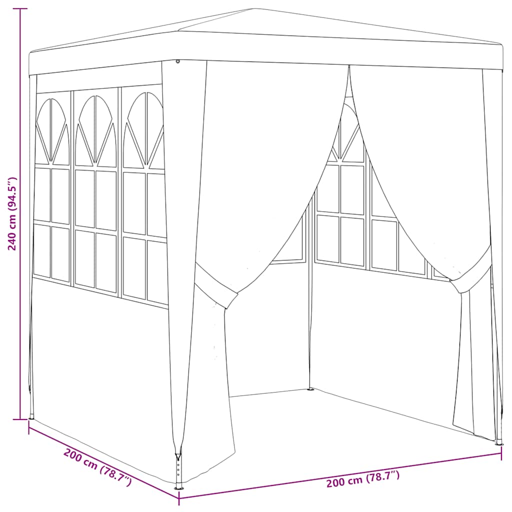 Gazebo Professionale con Pareti 2x2 m Bianco 90 g/m²