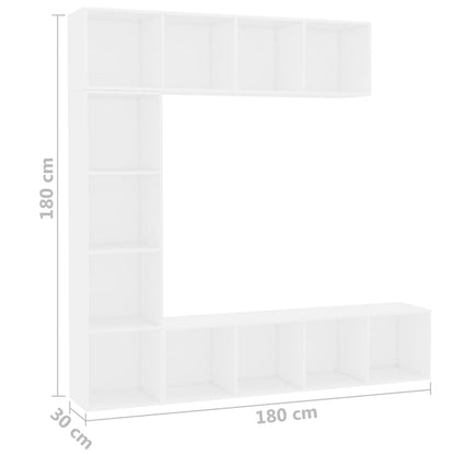 Set Mobili Libreria/Porta TV 3 pz Bianco 180x30x180 cm | homemem39