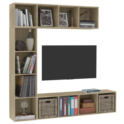 Set Mobili Libreria/Porta TV 3 pz Rovere Sonoma 180x30x180 cm | homemem39