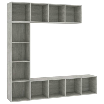 Set Mobili Libreria/Porta TV 3 pz Grigio Cemento 180x30x180 cm | homemem39