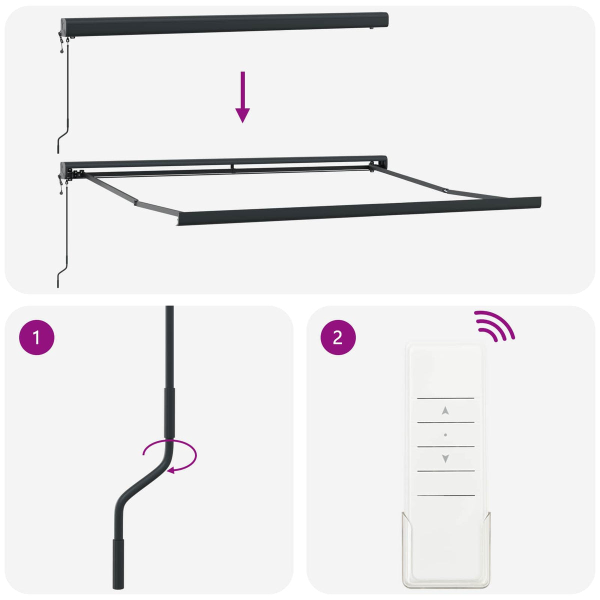 Struttura della tenda Antracite 300 x 250 cm Alluminio