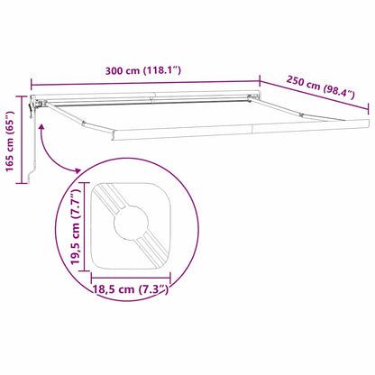 Tenda da Sole Antracite 3 x 2,5 m Metallo