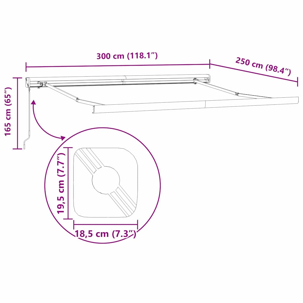 Tenda da Sole Antracite 3 x 2,5 m Metallo