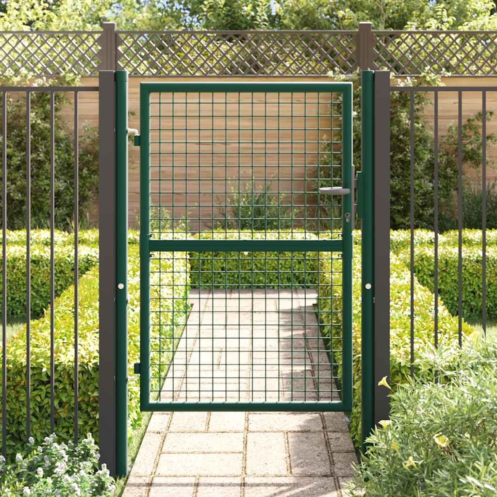Cancello per Recinzione in Acciaio 100x125 cm Verde | homemem39