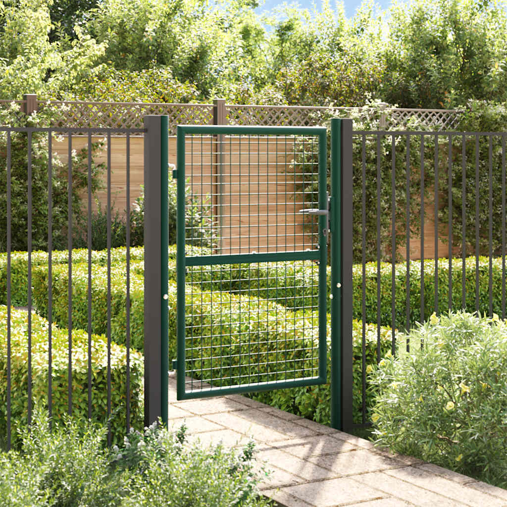 Cancello per Recinzione in Acciaio 100x125 cm Verde - homemem39