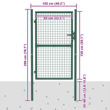 Cancello per Recinzione in Acciaio 100x150 cm Verde | homemem39