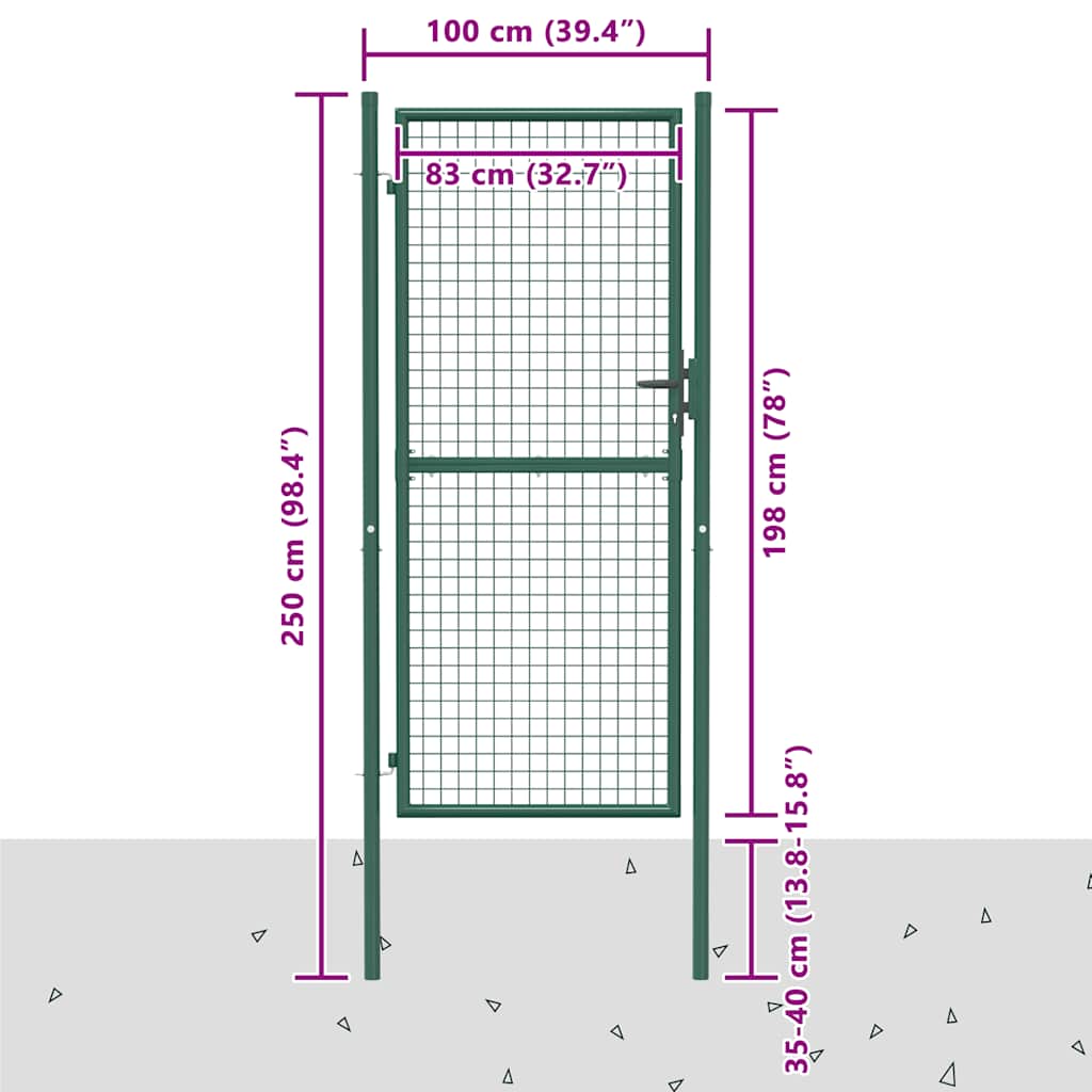 Cancello per Recinzione in Acciaio 100x200 cm Verde | homemem39