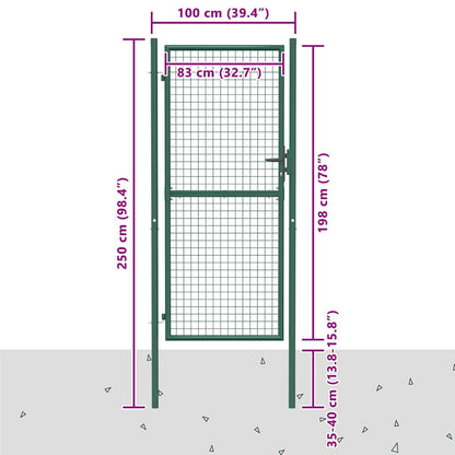 Cancello per Recinzione in Acciaio 100x200 cm Verde | homemem39