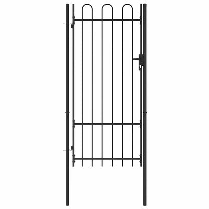 Cancello per recinzione BOXTEL porta singola con parte superiore ad arco in acciaio 1x2 m Nero | homemem39