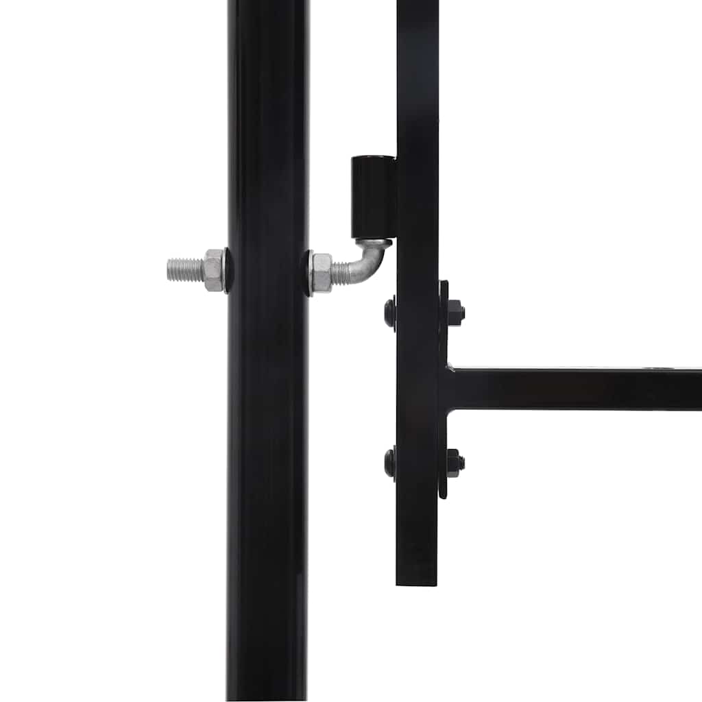 Cancello per recinzione BOXTEL porta singola con parte superiore ad arco in acciaio 1x2 m Nero | homemem39