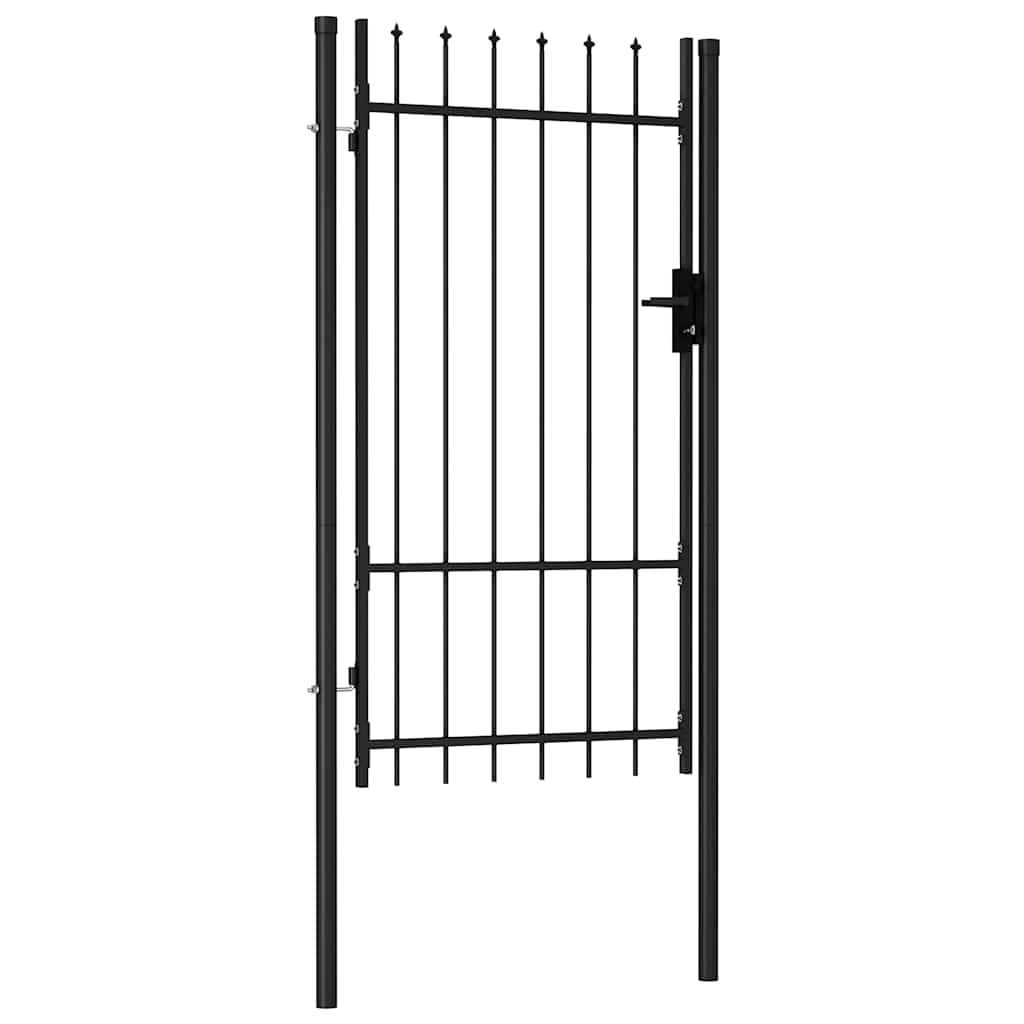 Cancello per recinzione BOXTEL porta singola con punta in acciaio 1x1,75 m Nero | homemem39