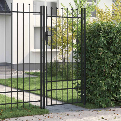 Cancello per recinzione BOXTEL porta singola con punta in acciaio 1x2 m Nero | homemem39