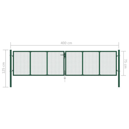 Cancello da Giardino a Rete in Acciaio 390x75 cm Verde - homemem39