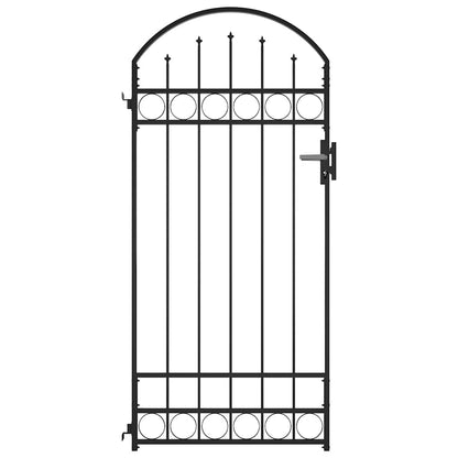 Cancello per Recinzione ad Arco in Acciaio 89x200 cm Nero - homemem39