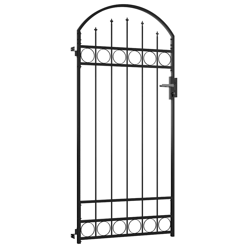 Cancello per recinzione ASSEN con parte superiore ad arco in acciaio 89x200 cm Nero | homemem39