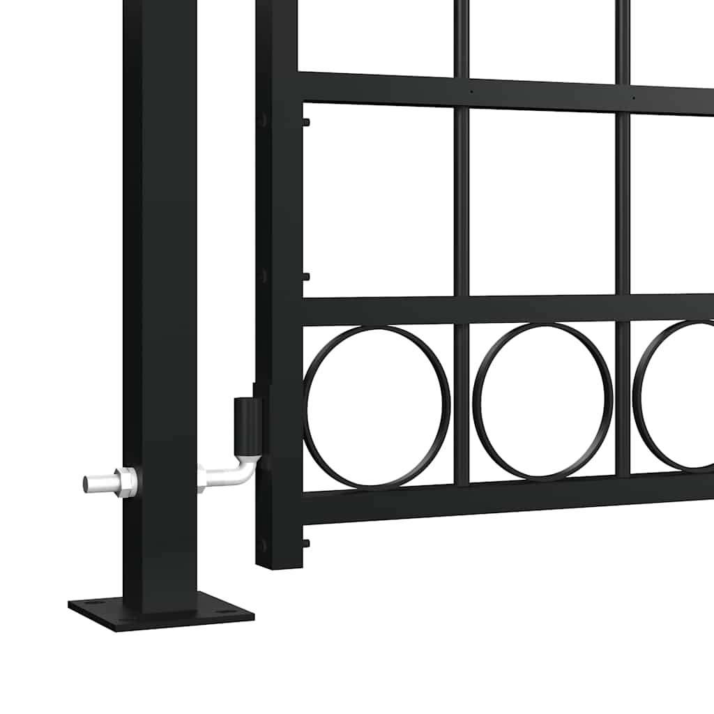 Cancello per recinzione ASSEN con parte superiore ad arco e 2 pali 105x170 cm Nero | homemem39