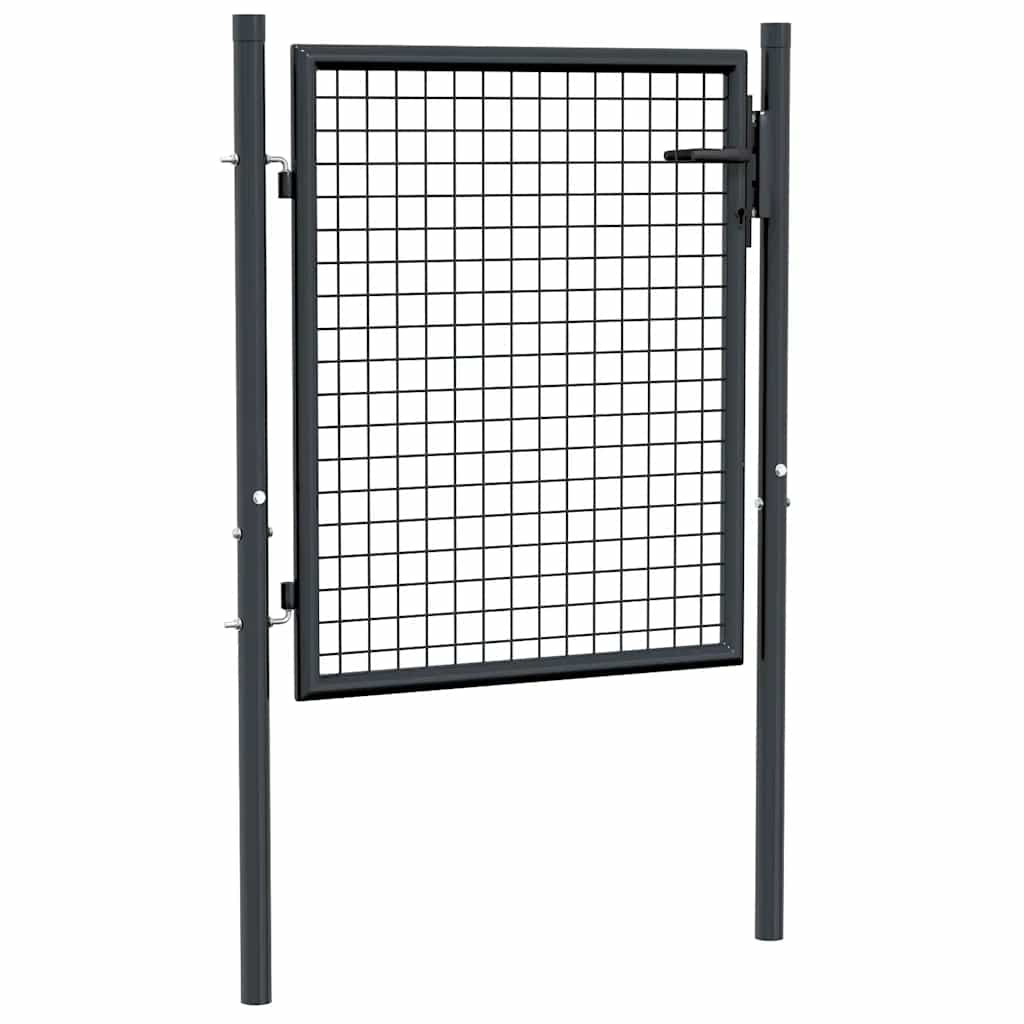 Cancello da Giardino in Rete di Acciaio Zincato 100x75 cm Grigio | homemem39