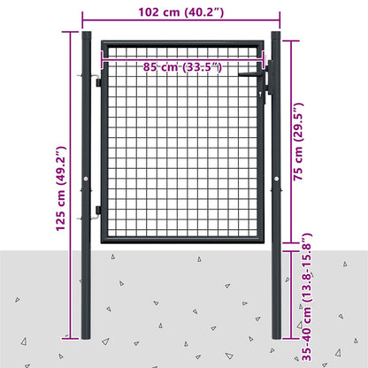 Cancello da Giardino in Rete di Acciaio Zincato 100x75 cm Grigio | homemem39
