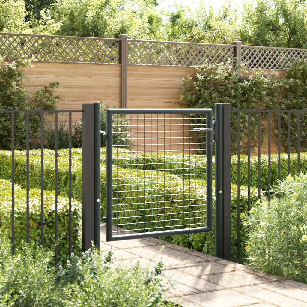Cancello da Giardino in Rete di Acciaio Zincato 100x75 cm Grigio | homemem39