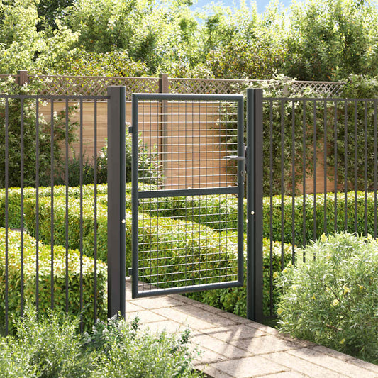 Cancello da giardino in rete di acciaio zincato 100x125 cm grigio - homemem39