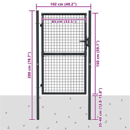 Cancello da Giardino in Rete di Acciaio Zincato 100x150 cm Grigio | homemem39