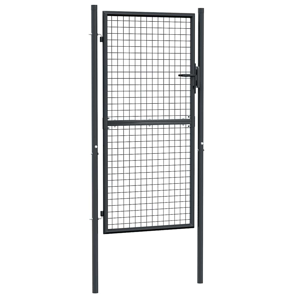 Cancello da Giardino in Rete di Acciaio Zincato 100x175 cm Grigio | homemem39