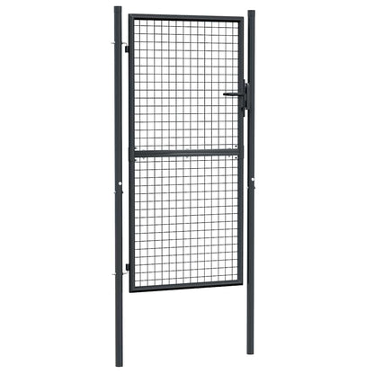 Cancello da Giardino in Rete di Acciaio Zincato 100x175 cm Grigio | homemem39