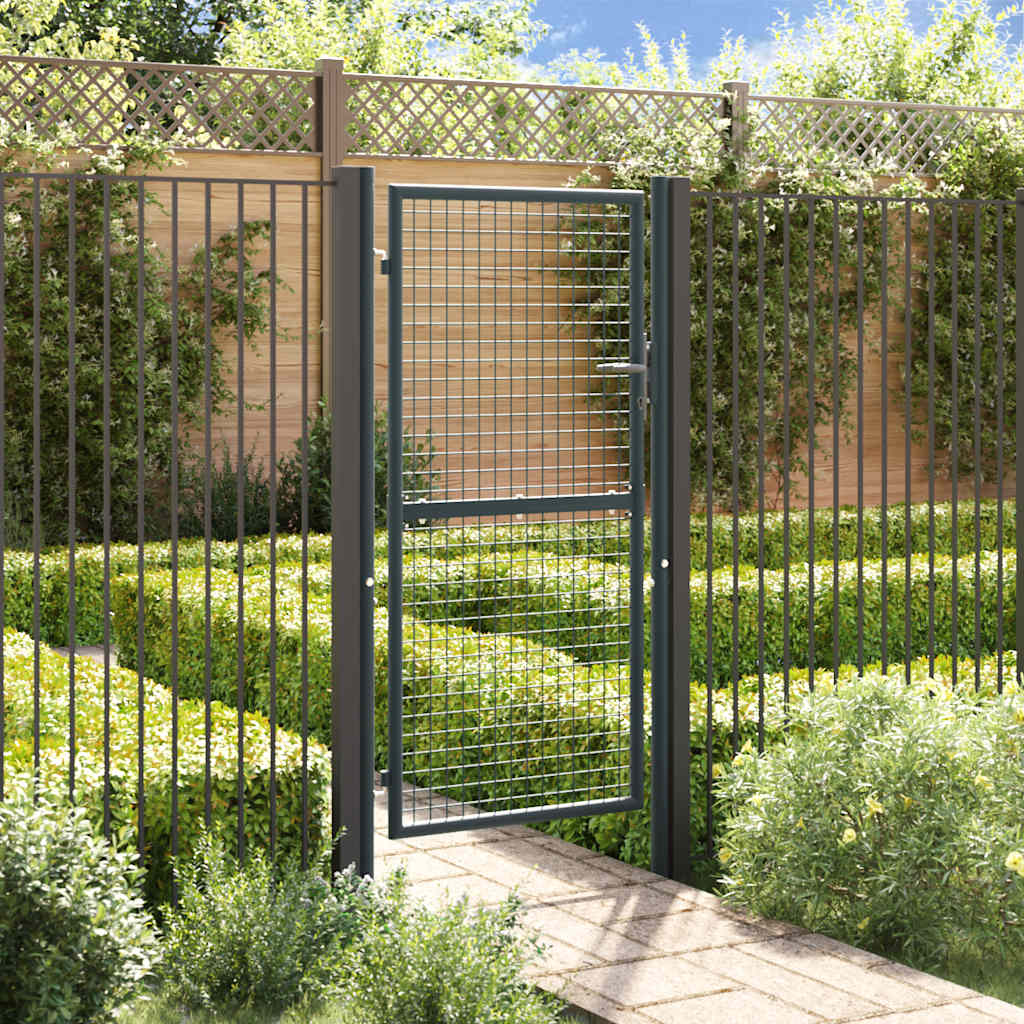 Cancello da Giardino in Rete di Acciaio Zincato 100x175 cm Grigio | homemem39