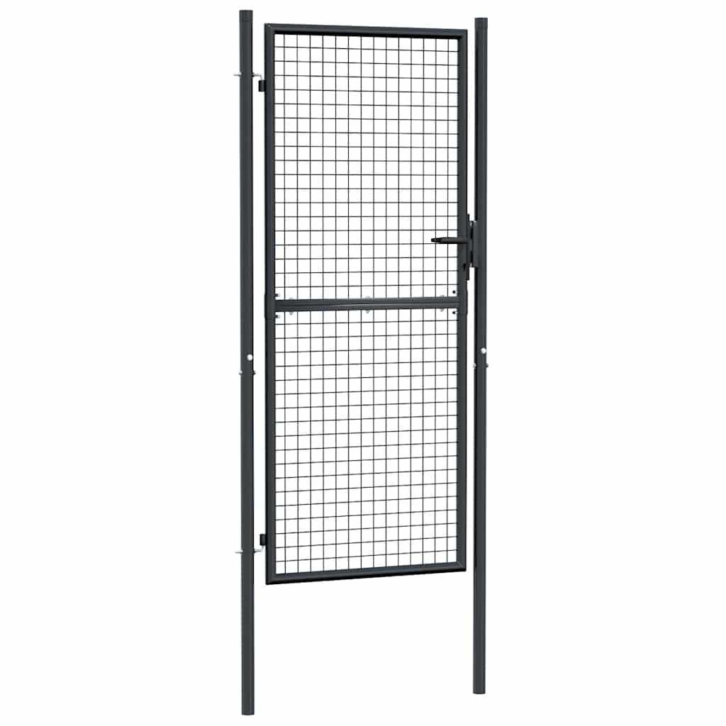 Cancello da Giardino in Rete di Acciaio Zincato 100x200 cm Grigio | homemem39