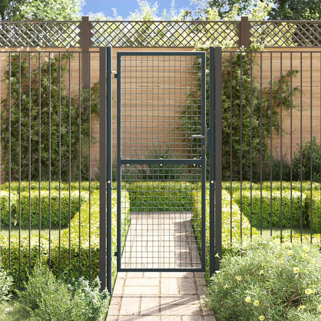 Cancello da Giardino in Rete di Acciaio Zincato 100x200 cm Grigio | homemem39