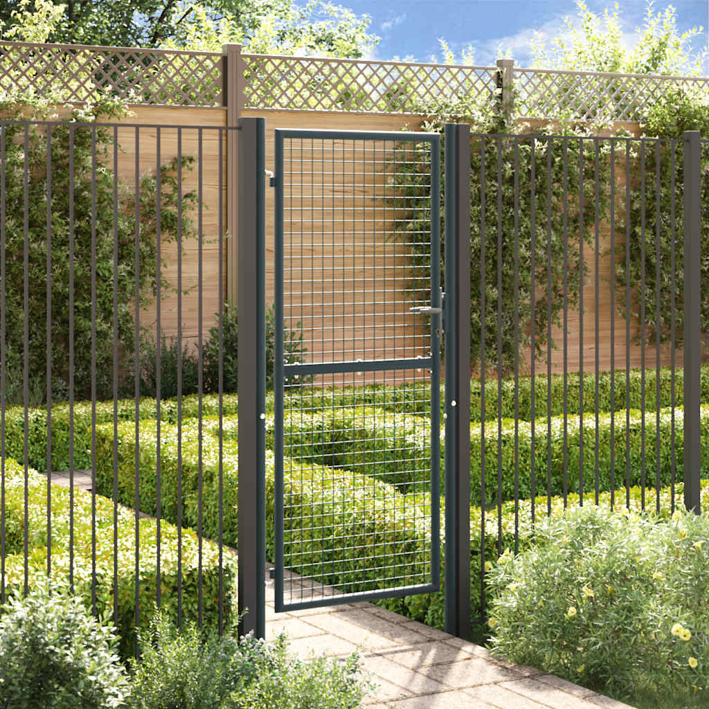 Cancello da Giardino in Rete di Acciaio Zincato 100x200 cm Grigio | homemem39