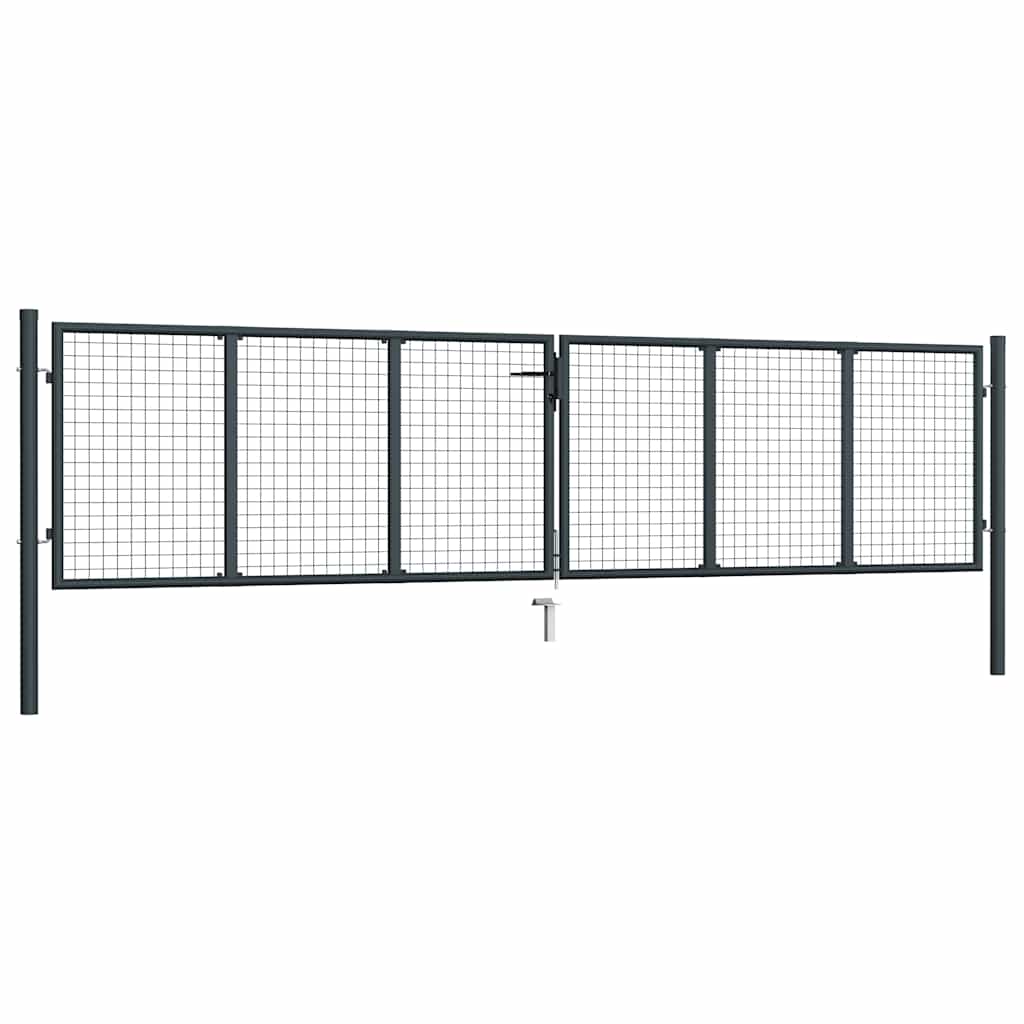 Cancello da Giardino in Rete di Acciaio Zincato 400x75 cm Grigio | homemem39