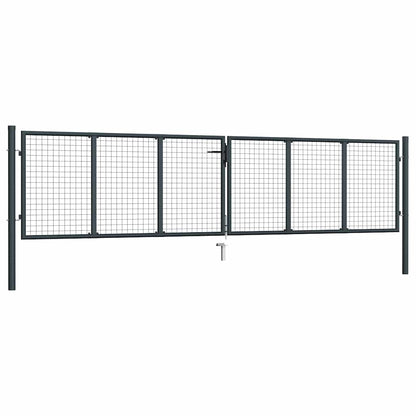 Cancello da Giardino in Rete di Acciaio Zincato 400x100 cm Grigio