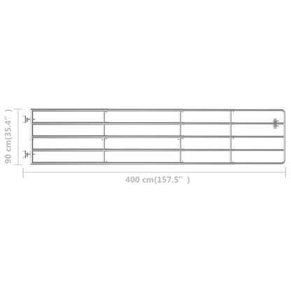 Cancello da Giardino in Acciaio 5 Sbarre (150-400)x90cm Argento | homemem39